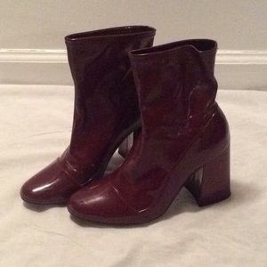 Zara Red Patent Leather Ankle Boots size 39